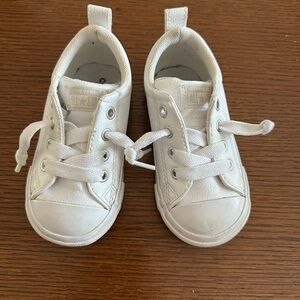 White leather toddler converse